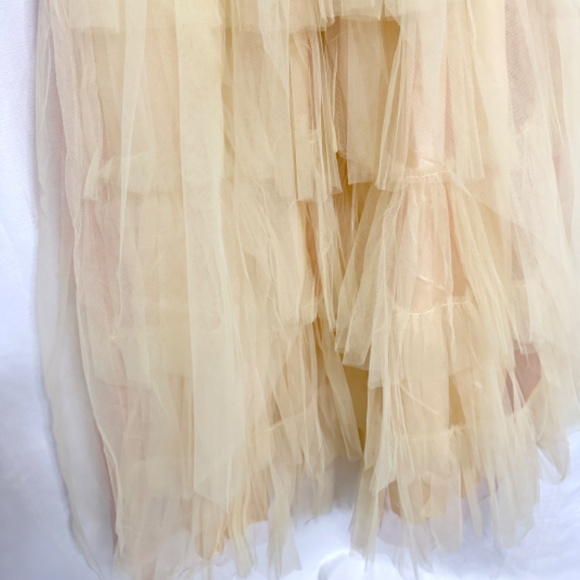 Vintage 1950s Sylvia Ann Bridal Fit & Flare Pale Yellow and Peach Tulle Dress - Picture 9 of 11